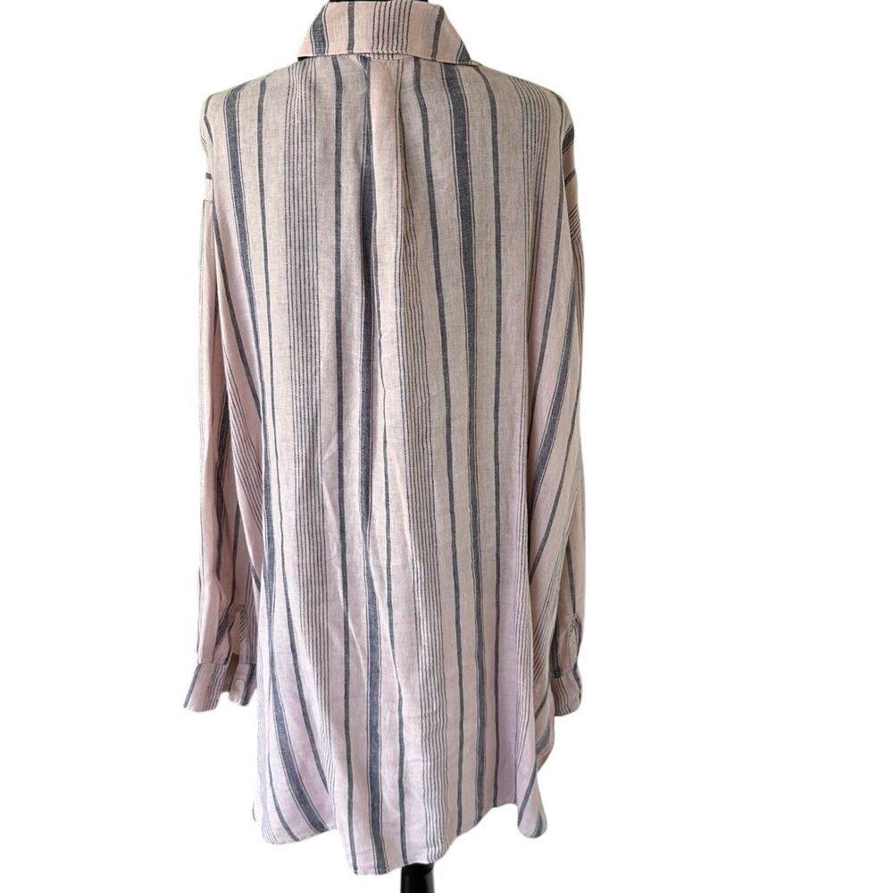 Free People - Ruffle Front Shirt - Extra Large (pink/denim stripe color) - Picture 8 of 15